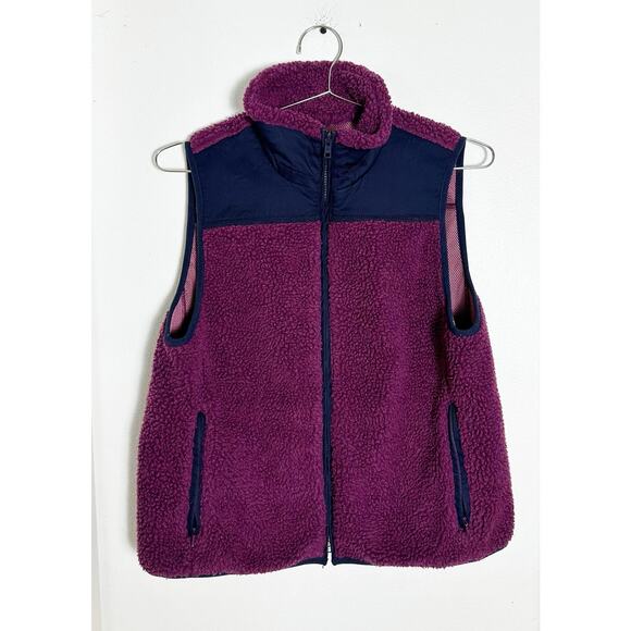 J.CREW Jackets & Blazers - J. Crew Fleece Vest Purple Blue Womens E1630 sz L